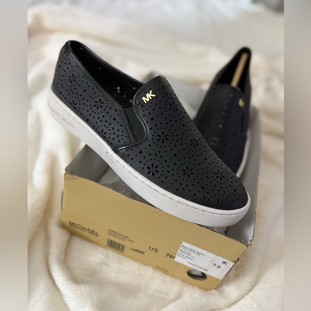 Michael Kors Black Perforated Slip-Ons